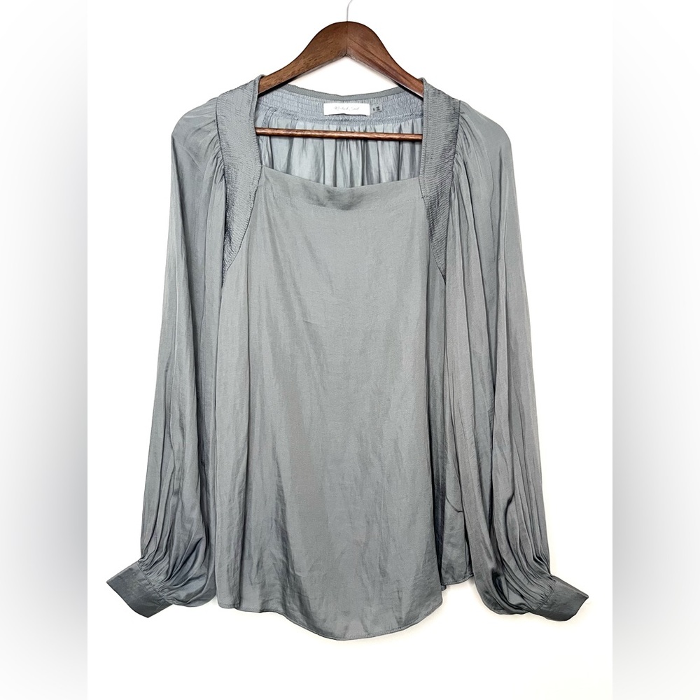 MUSTARD SEED Gray Long Sleeve‎ Blouse Square Neck | Small